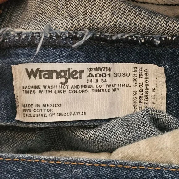 Wrangler Denim Jeans Mens Tag 34x34 Act 34x32 Blue 33MWZ Cowboy Cut Western - Picture 5 of 11